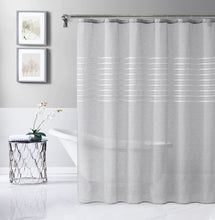 Load image into Gallery viewer, Dainty Home Daniella 3D Solid Linen Look Textured Striped 3D Chenille Designed Fabric Shower Curtain
