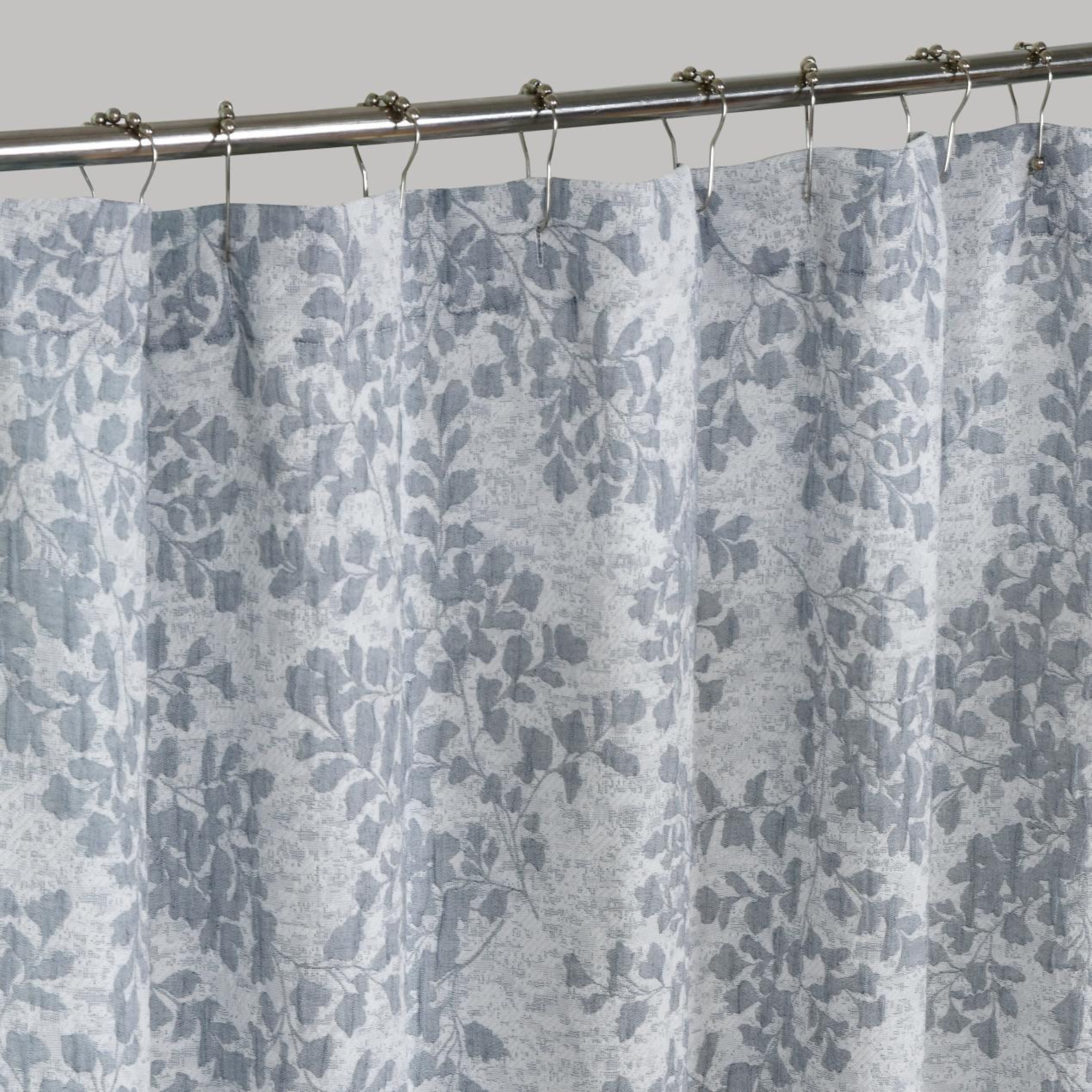 Dainty Home Heather Woven Leaf Jacquard Soft Polyester Textured Fabric Shower Curtain, 72" x 72"
