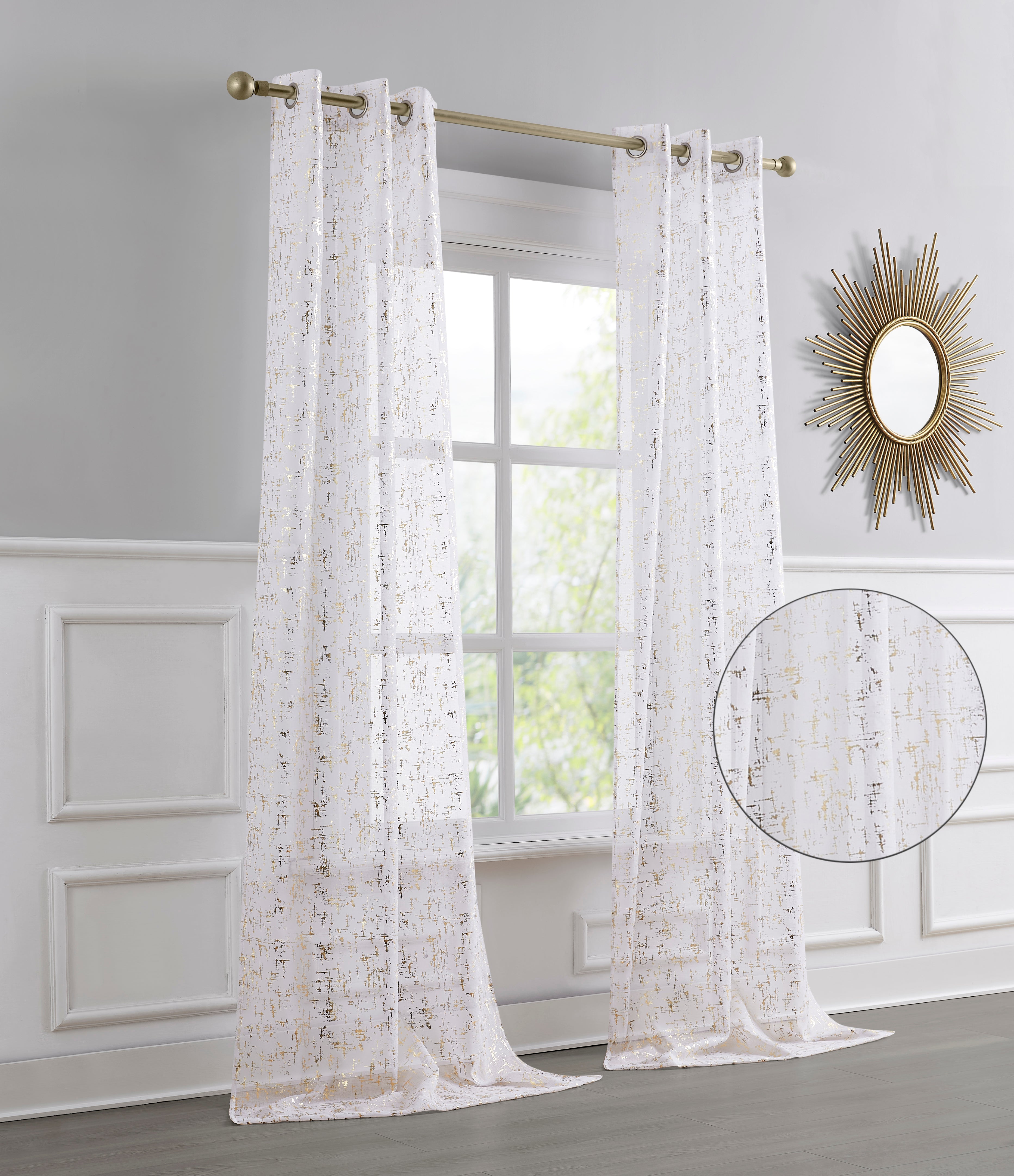 Dainty Home Lindsey Linen Textured Metallic Light Filtering Grommet Curtain Panel Pair