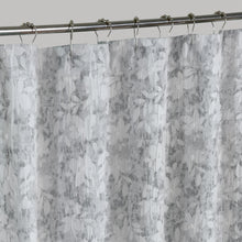 Load image into Gallery viewer, Dainty Home Laureen Floral Jacquard Soft Polyester Shower Curtain with Textured Puffs, 72" x 72"
