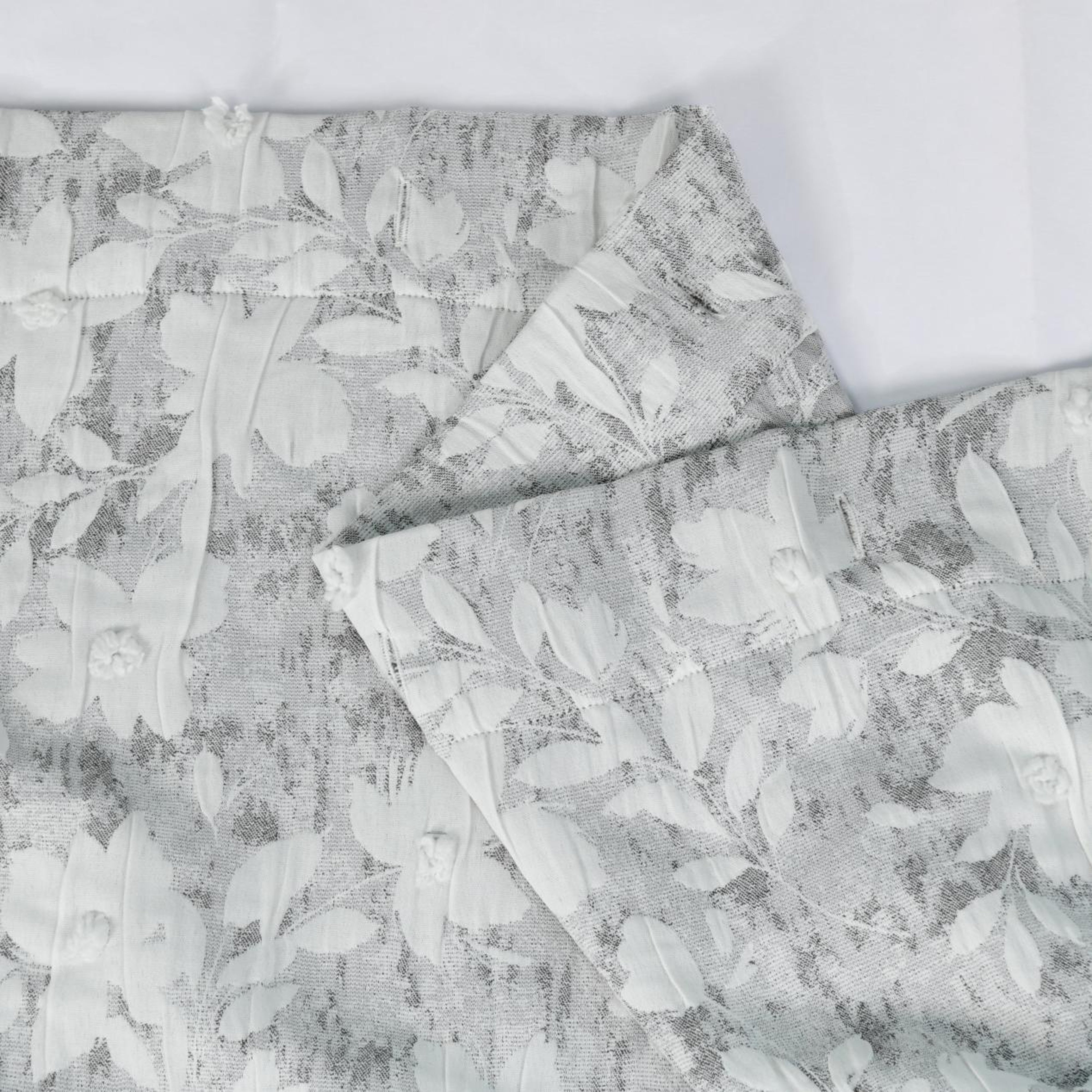 Dainty Home Laureen Floral Jacquard Soft Polyester Shower Curtain with Textured Puffs, 72" x 72"