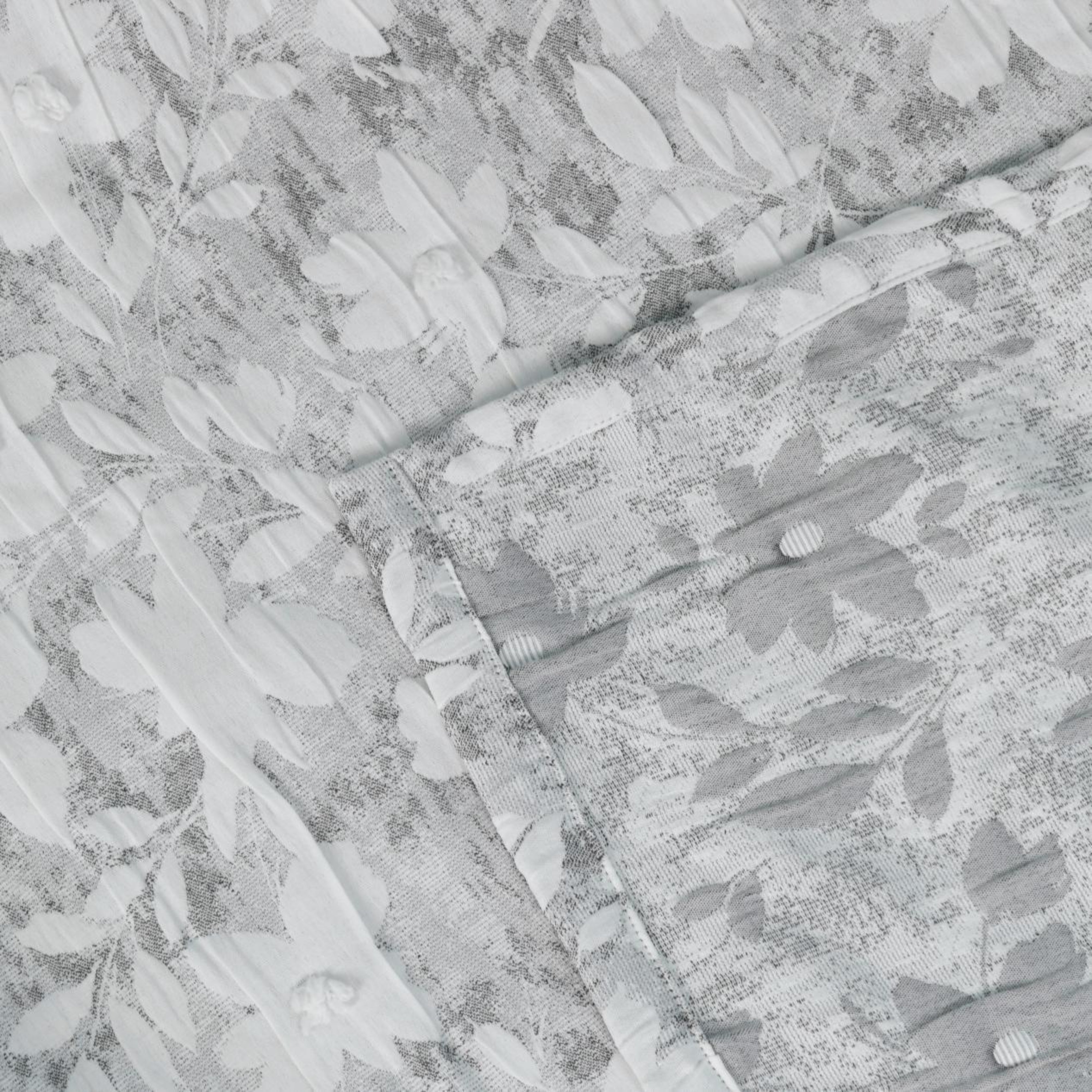 Dainty Home Laureen Floral Jacquard Soft Polyester Shower Curtain with Textured Puffs, 72" x 72"