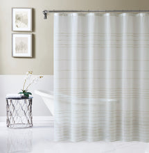 Load image into Gallery viewer, Dainty Home Lisa 3D Linen Textured Weaved Linen Look Striped Designed Fabric Shower Curtain
