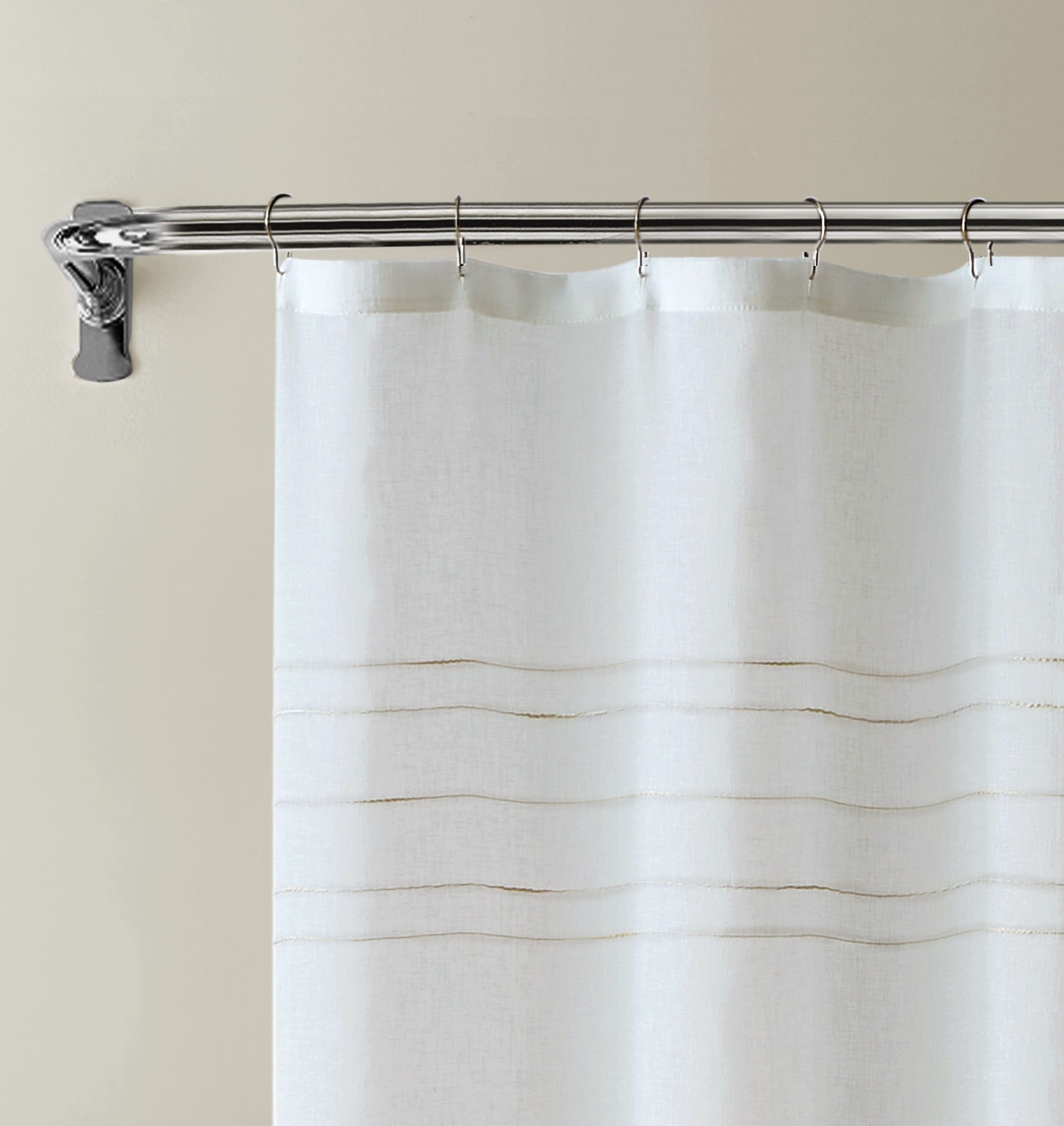 Dainty Home Lisa 3D Linen Textured Weaved Linen Look Striped Designed Fabric Shower Curtain