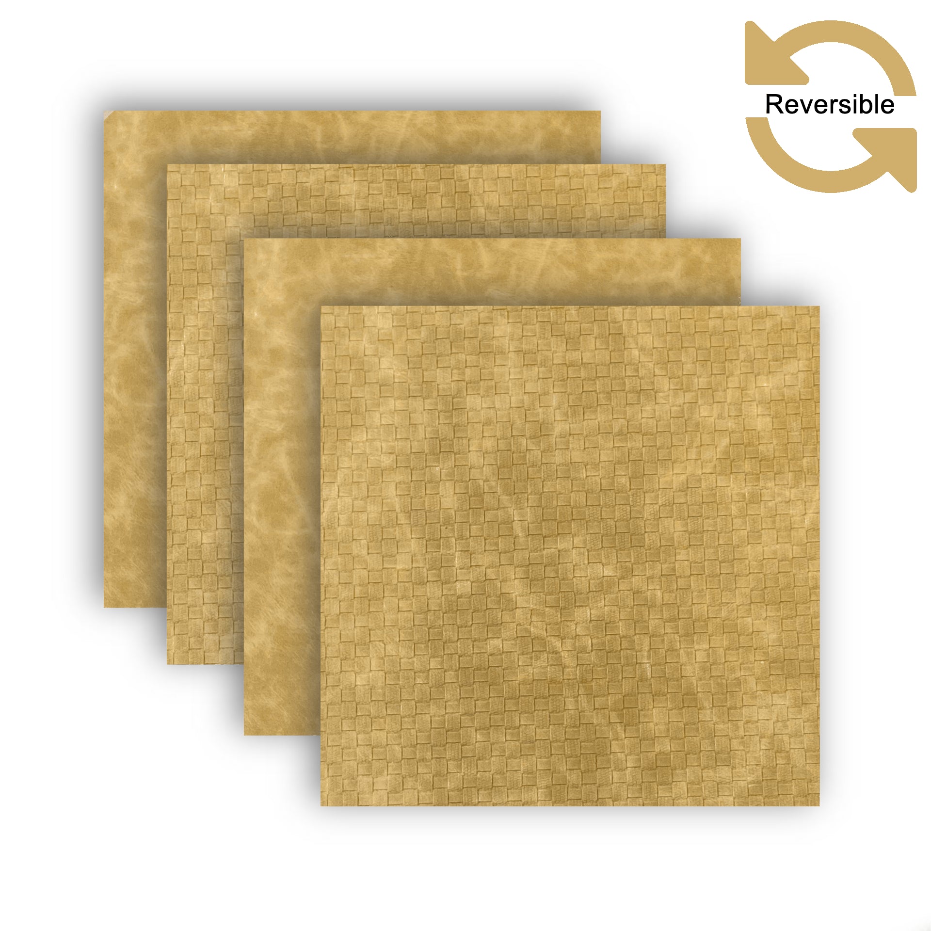 Dainty Home Sorento Faux Leather Reversible 2 Pattern 15" x 15" Square Placemat Set Of 4