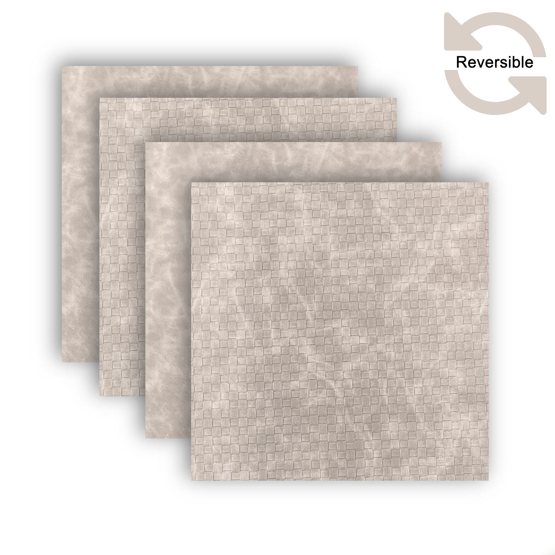 Dainty Home Sorento Faux Leather Reversible 2 Pattern 15" x 15" Square Placemat Set Of 4
