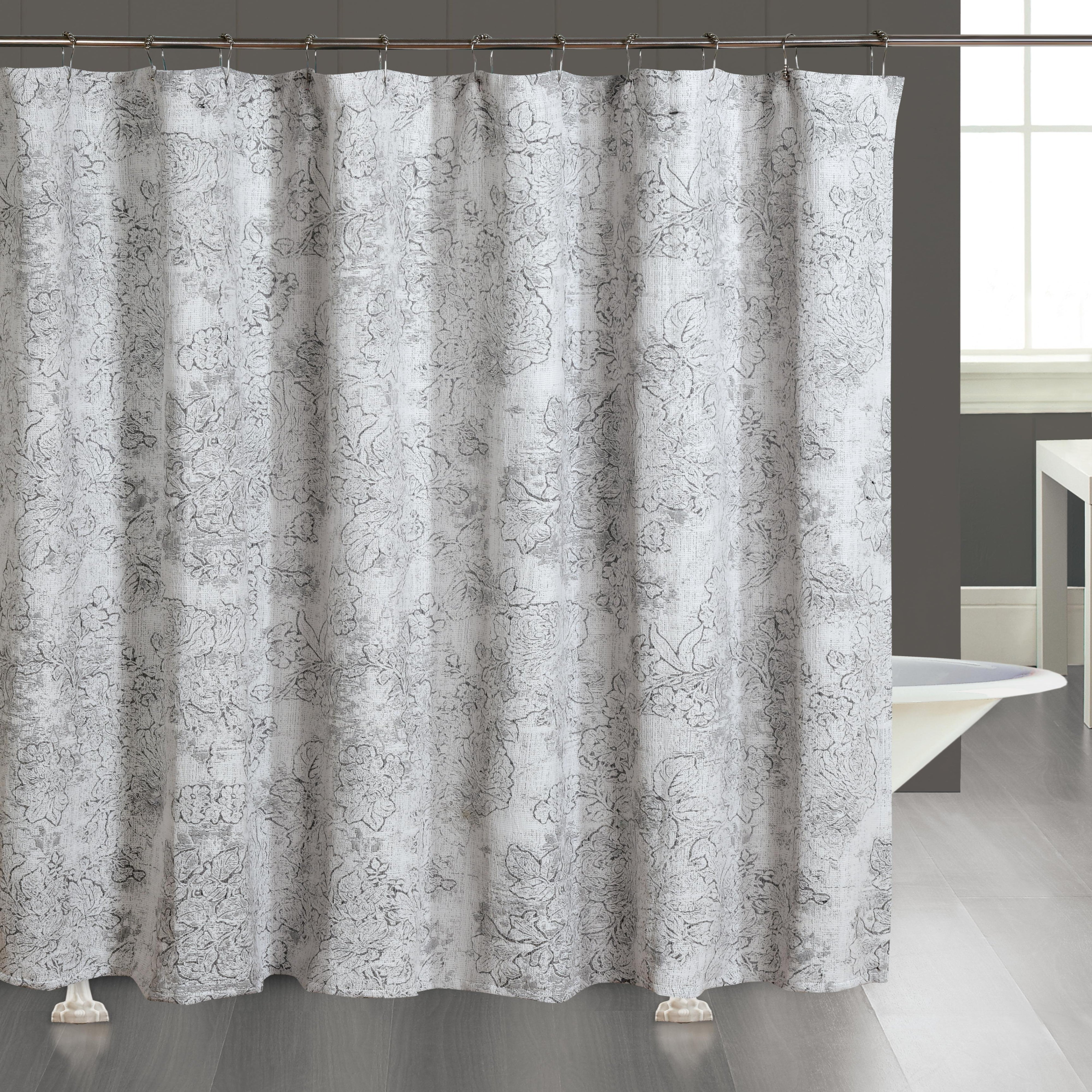 Dainty Home Shelley Heavy Jacquard Floral Textured Fabric Soft Polyester Shower Curtain, 72" x 72"
