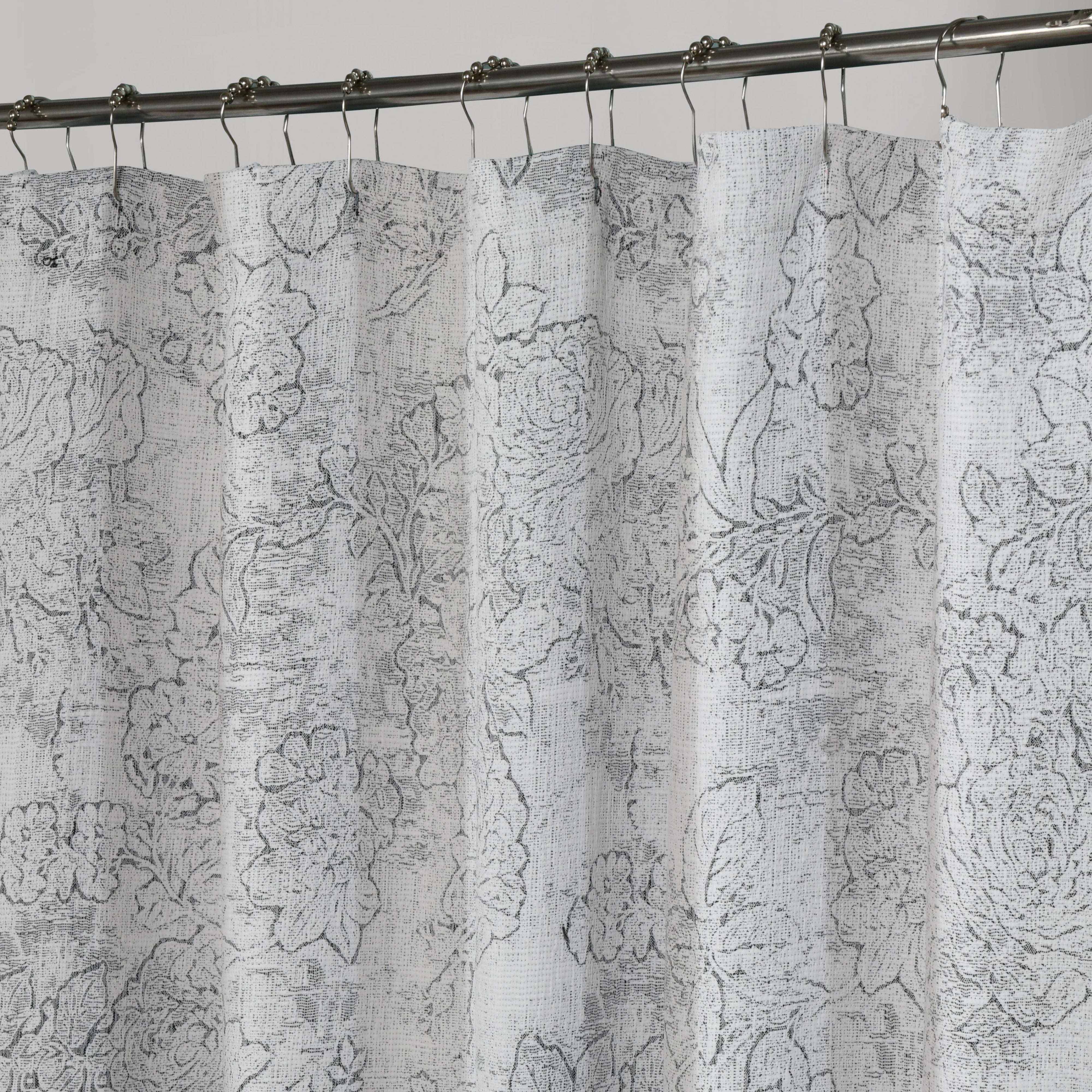 Dainty Home Shelley Heavy Jacquard Floral Textured Fabric Soft Polyester Shower Curtain, 72" x 72"
