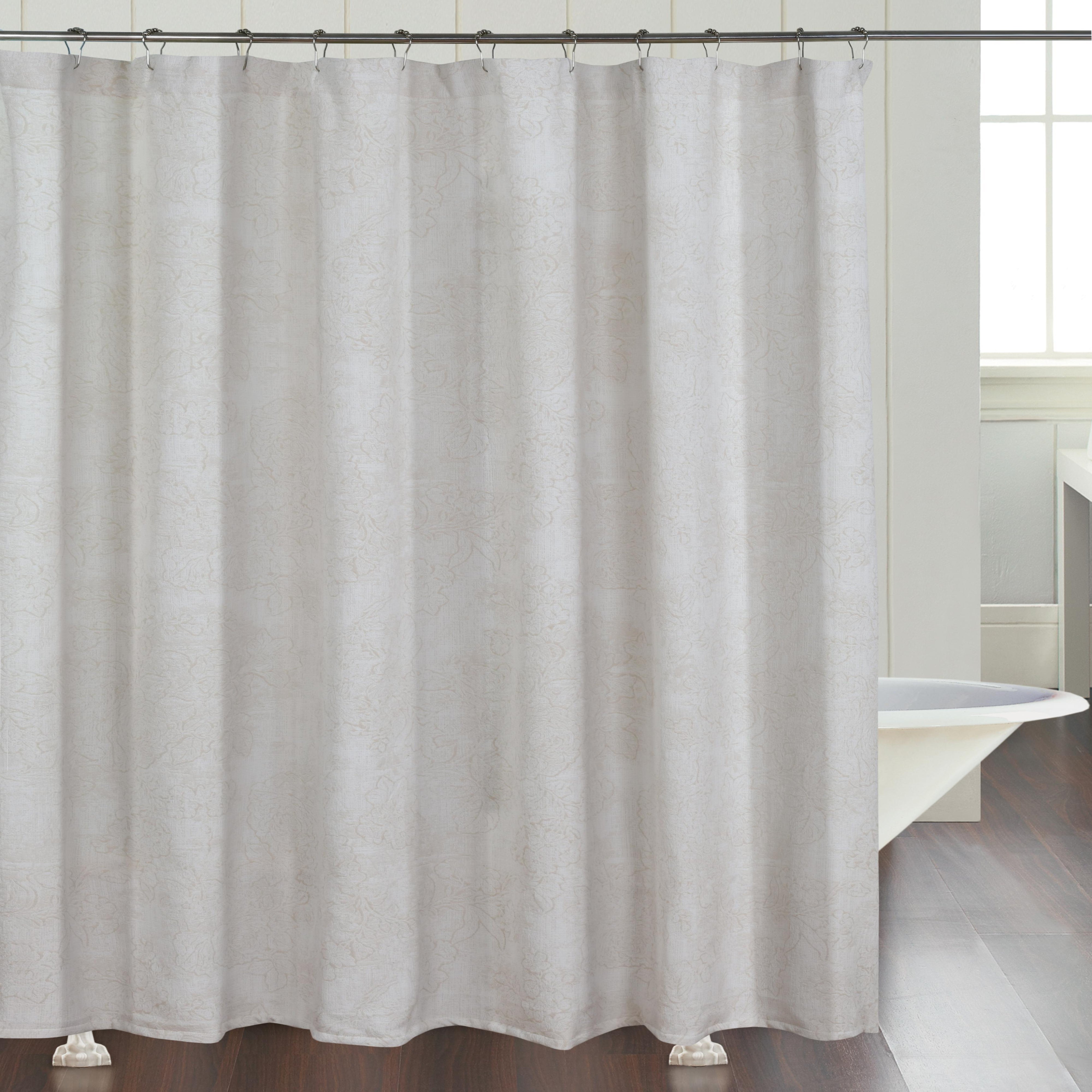 Dainty Home Shelley Heavy Jacquard Floral Textured Fabric Soft Polyester Shower Curtain, 72" x 72"