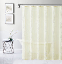 Load image into Gallery viewer, Dainty Home Stella 3D Linen Look Textured Floral 3D Chenille Designed Fabric Shower Curtain
