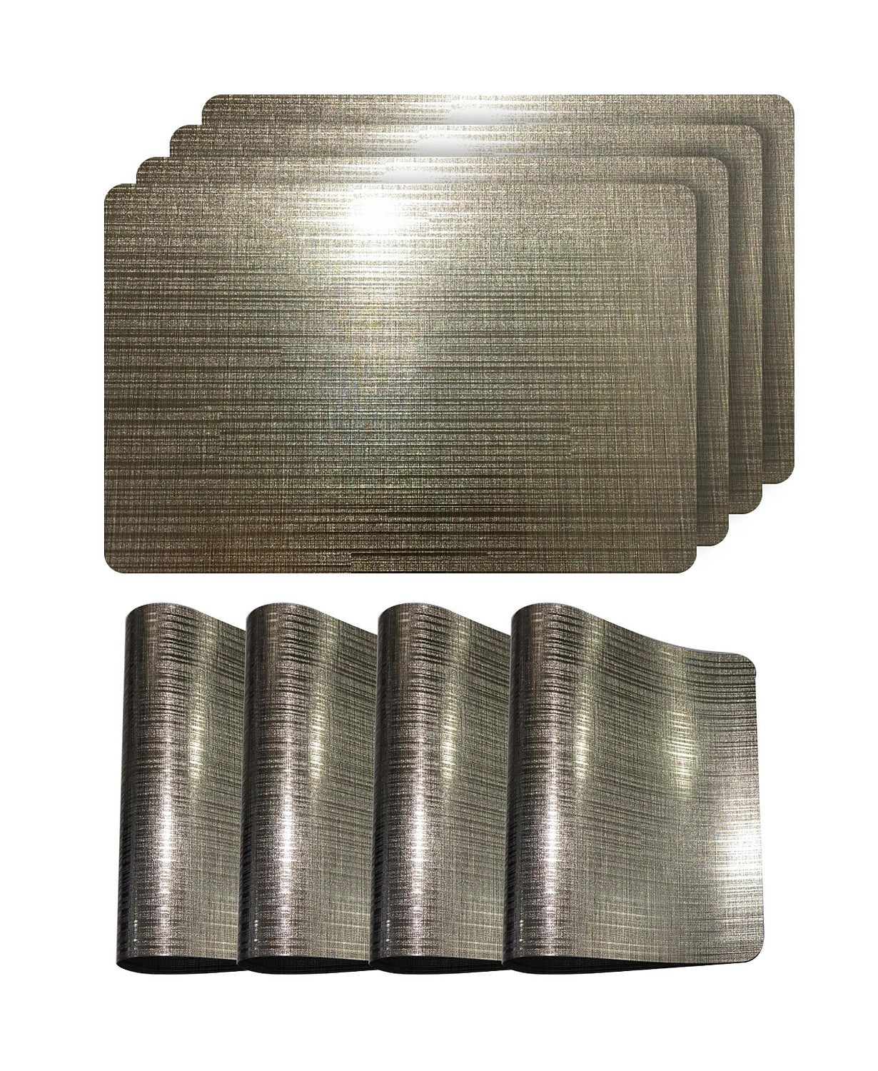 Dainty Home Reversible Emery Smooth Metallic Stripes 12" x 18" Placemats - Set of 4