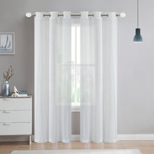 Load image into Gallery viewer, Dainty Home Megan Boho Chenille Embroidered Striped Linen Look Light Filtering Panel Pair
