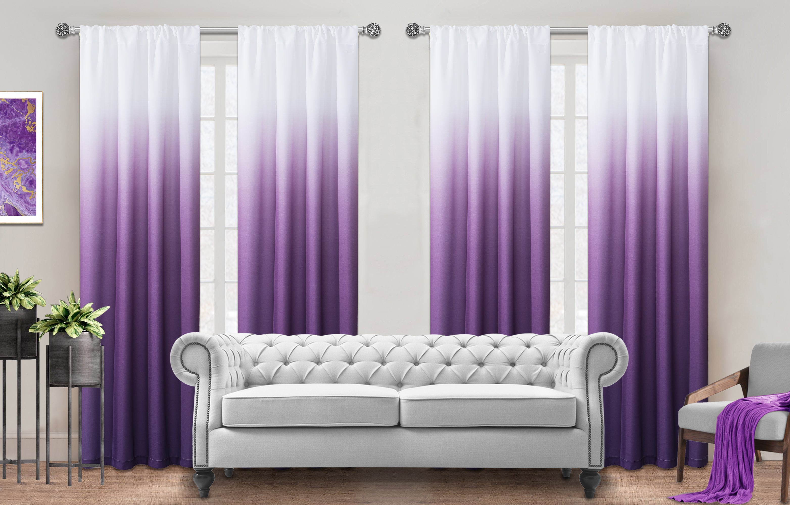 Dainty Home Shades Gradient Ombre Design Heavy Room Darkening Rod Pocket Set Of 4 Window Panels