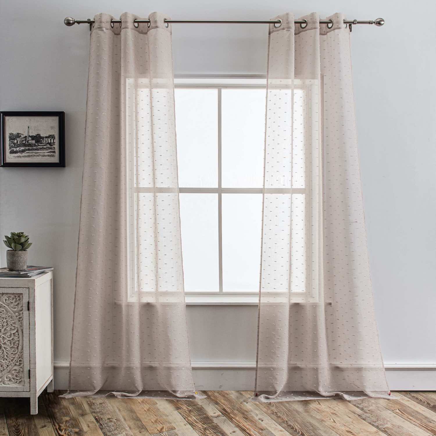 Dainty Home Ribbons Embellished Lurex Window Curtain