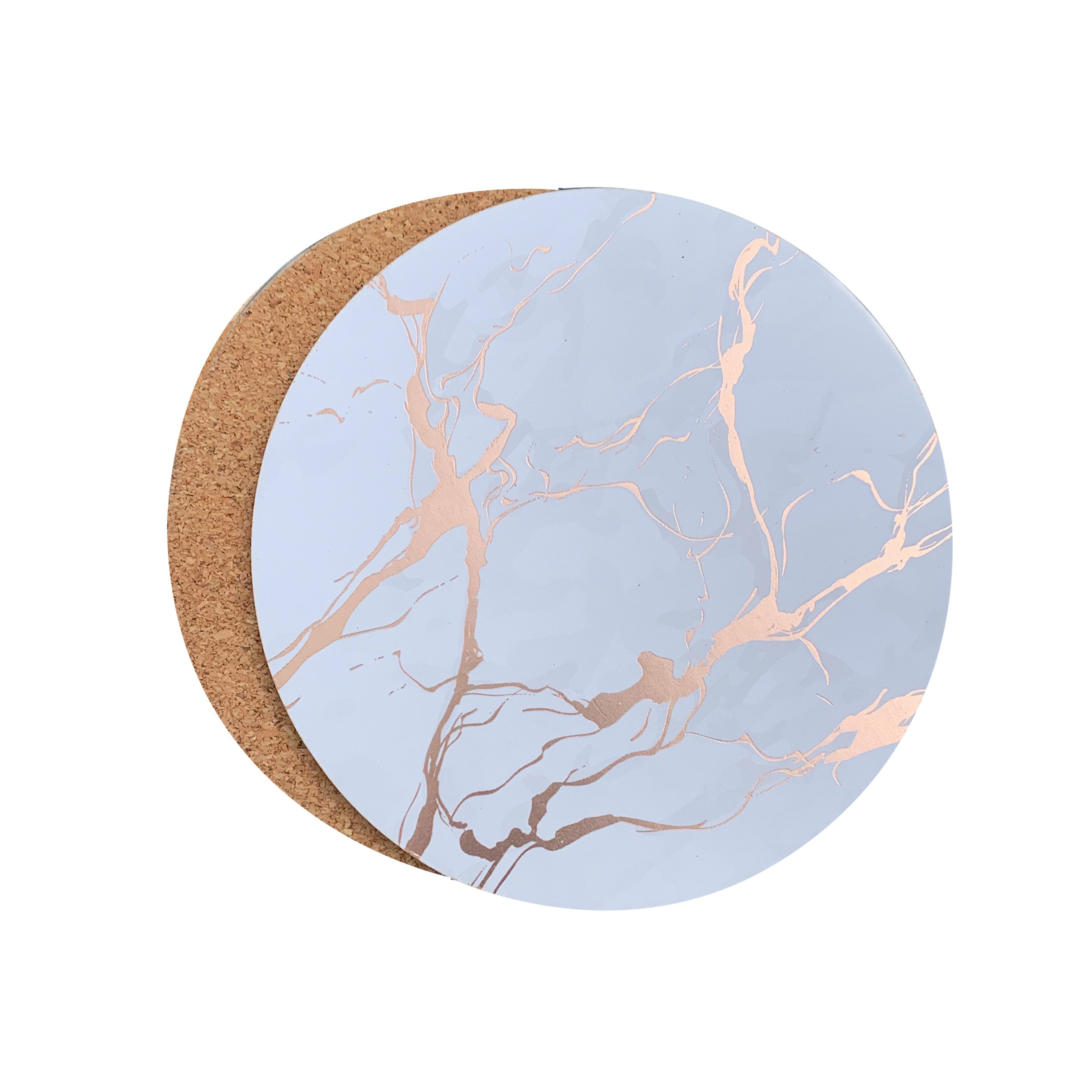 Dainty Home Marble Cork Foil Printed Marble Granite Designed Thick Cork Textured 4" x 4" Round Coasters