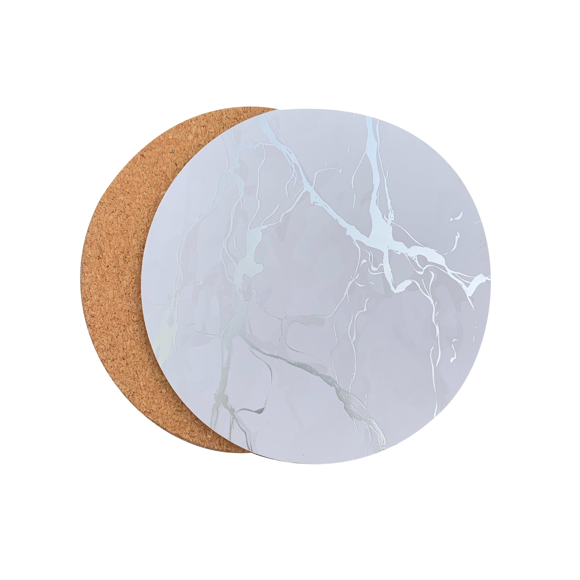 Dainty Home Marble Cork Foil Printed Marble Granite Designed Thick Cork Textured 4" x 4" Round Coasters