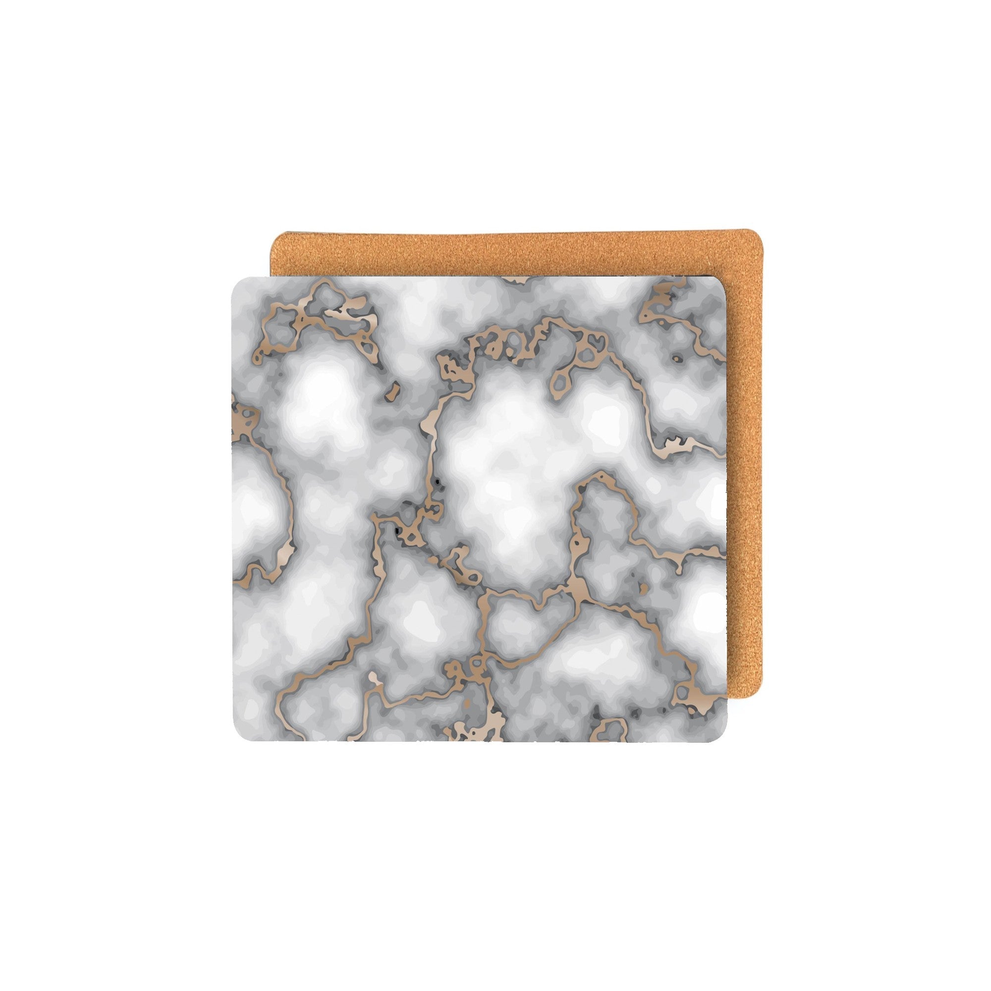 Dainty Home Marble Cork Foil Printed Marble Granite Designed Thick Cork Textured 15" x 15" Square Placemats