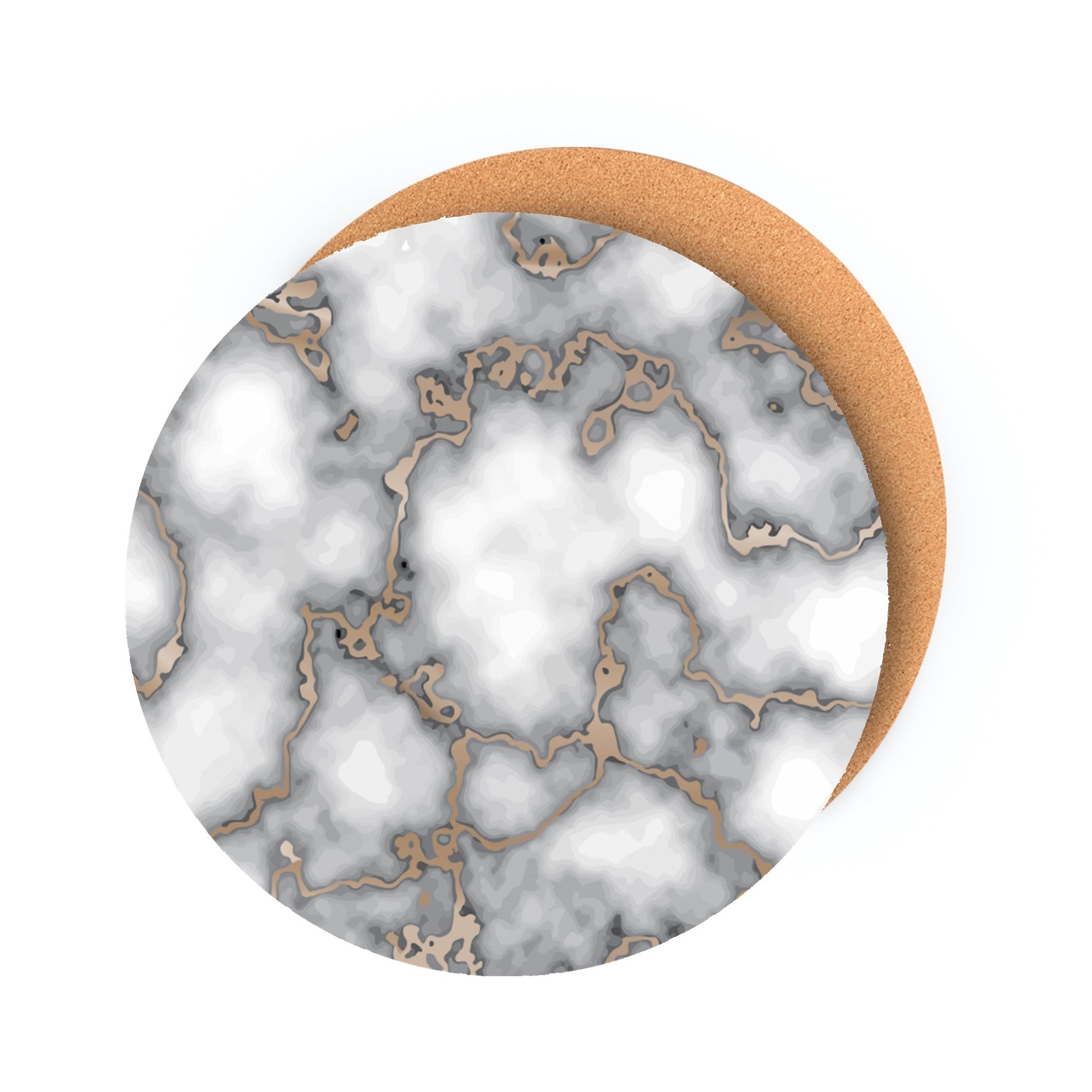 Dainty Home Marble Cork Foil Printed Marble Granite Designed Thick Cork Textured 15" x 15" Round Placemats