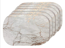 Load image into Gallery viewer, Dainty Home Marble Cork Foil Printed Marble Granite Designed Thick Cork Textured 12&quot; x 18&quot; Oval Placemats
