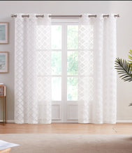 Load image into Gallery viewer, Dainty Home Katie Semi Sheer Linen Look Light Filtering Panel Pair With 3D Diamond Geometric Chenille Embroidery
