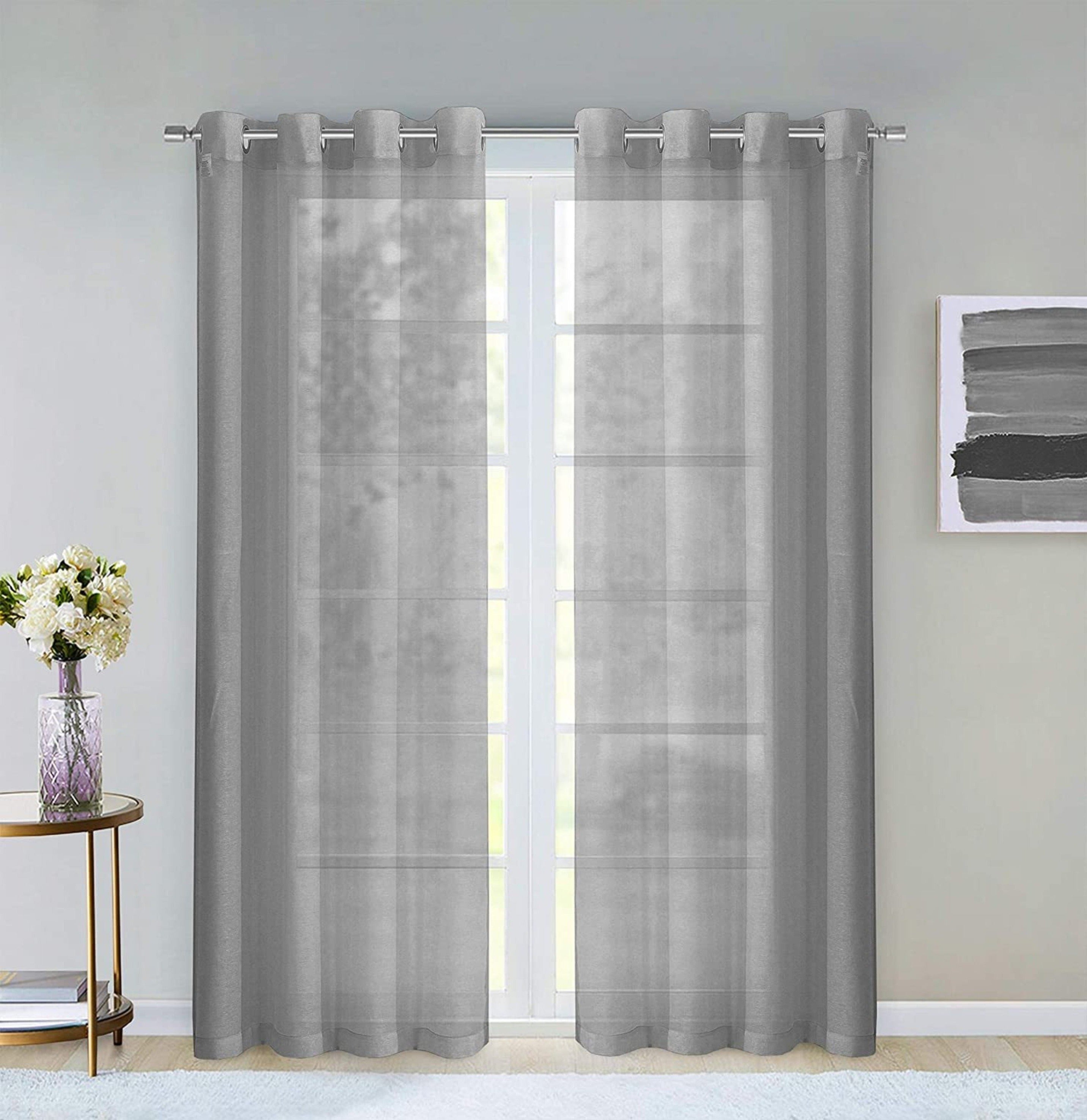 Dainty Home Malibu Solid Airy & Breathable Semi-Sheer Light Filtering Extra Wide Grommet Panel Pair