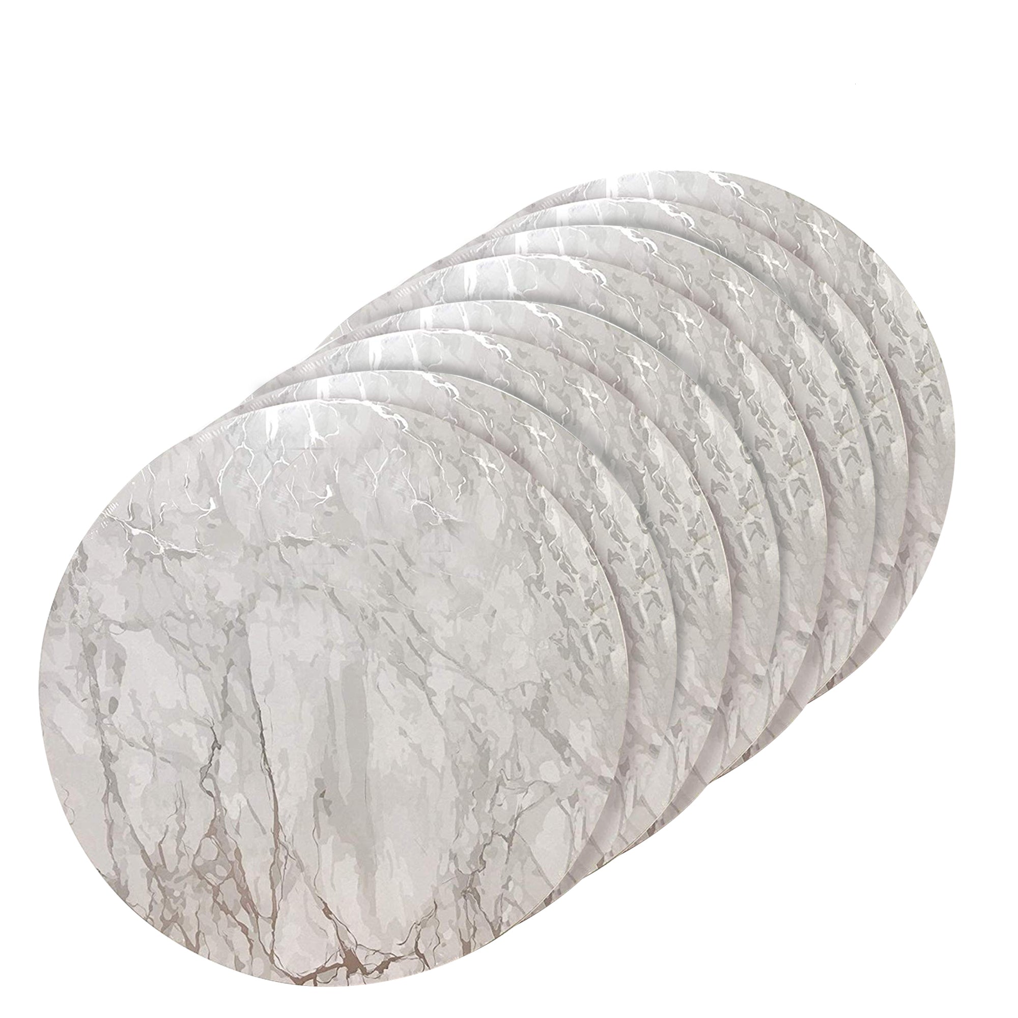 Dainty Home Marble Cork Foil Printed Marble Granite Designed Thick Cork Textured 15" x 15" Round Placemats