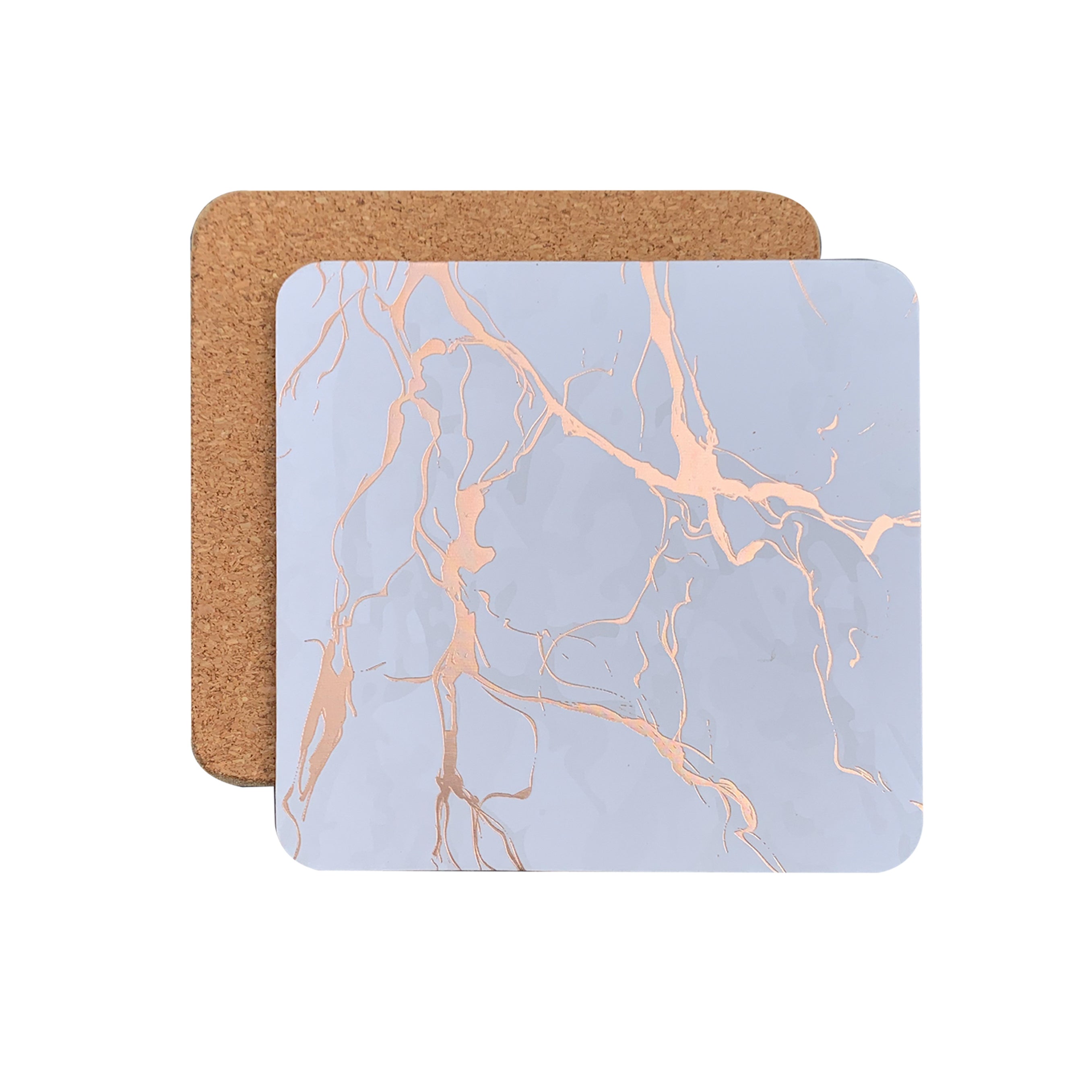 Dainty Home Marble Cork Foil Printed Marble Granite Designed Thick Cork Textured 4" x 4" Square Coasters
