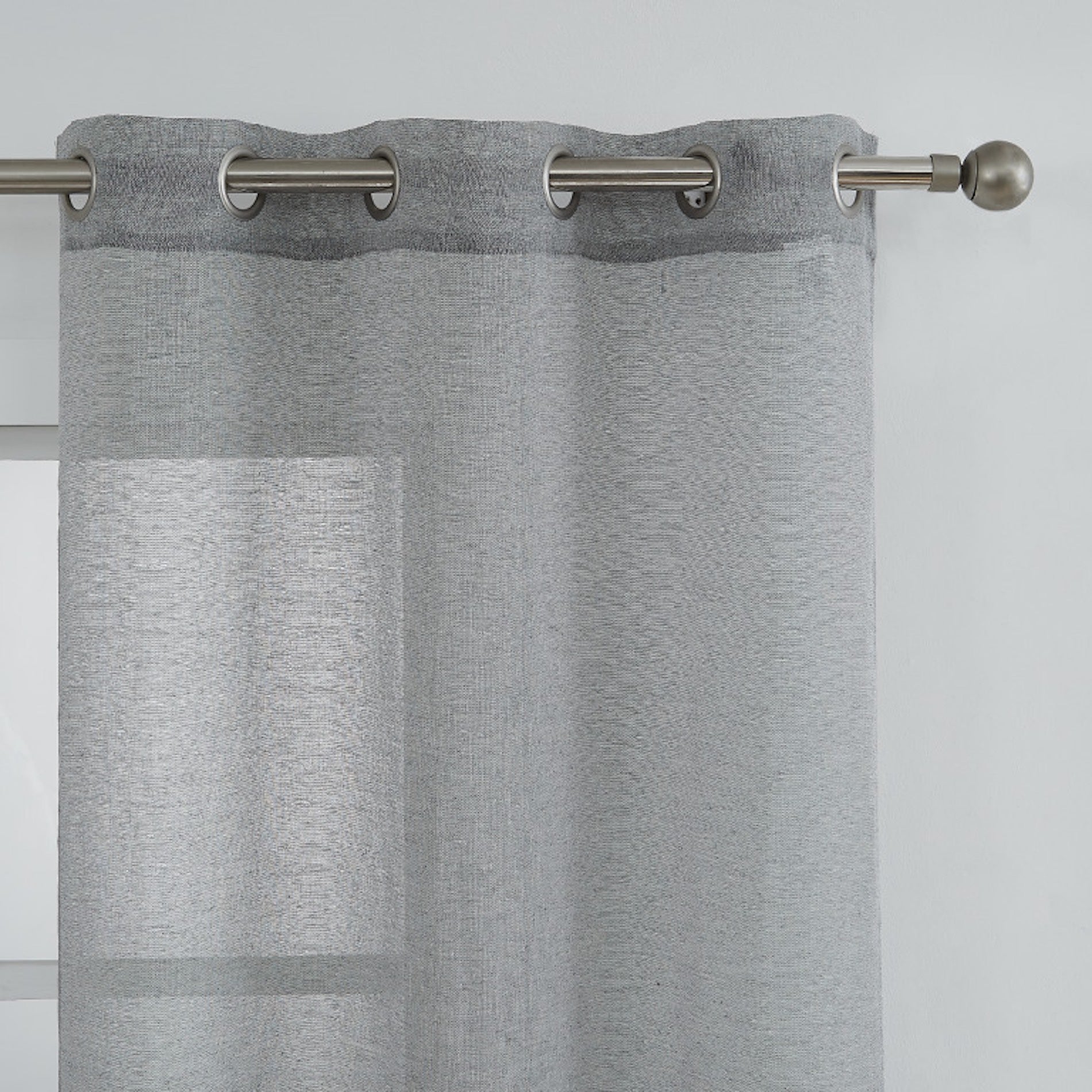 Dainty Home Natalie Boho 3D Velvet Scroll Design Appliqué Linen Look Light Filtering Grommet Panel Pair