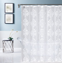 Load image into Gallery viewer, Dainty Home Amelie Modern 3D Damask Textured Embroidered Designed Linen-Look Fabric Shower Curtain
