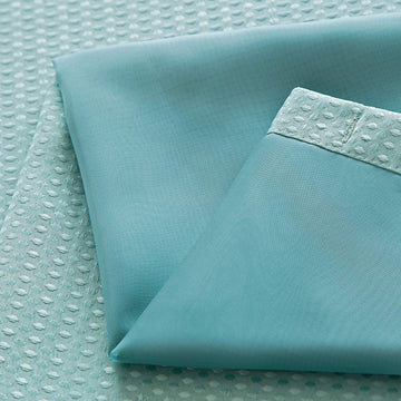 MitoVilla Teal Long Shower Curtain Liner Set 72 X 80, No Hooks Needed 80 Inch Long Heavyweight Waffle Fabric Shower Curtain Set With Snap-in Liner For Aqua Hotel Grade Spa-Like Bathroom