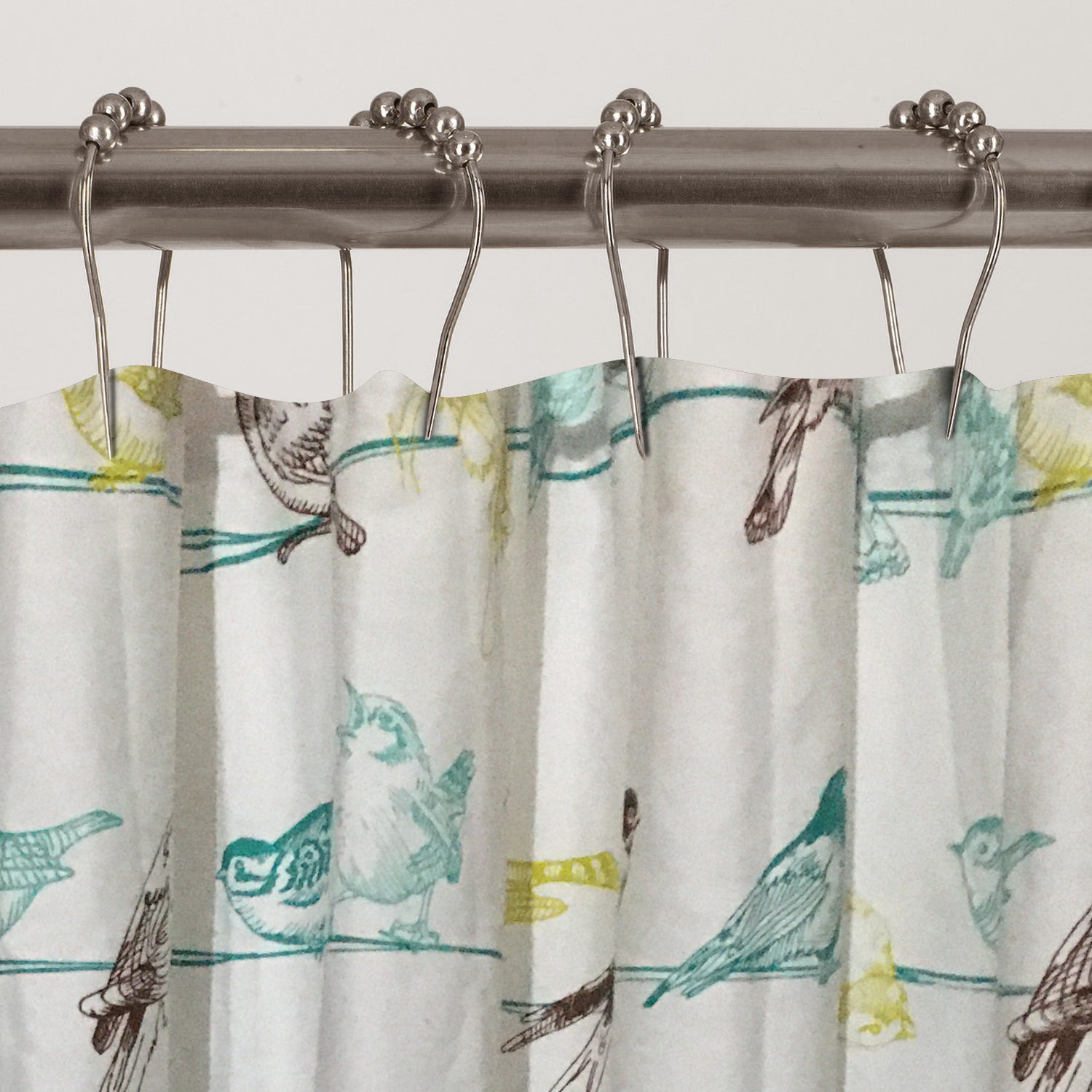 Dainty Home 100% Cotton Birds Fabric Shower Curtain, 70'' W x 72'' L 