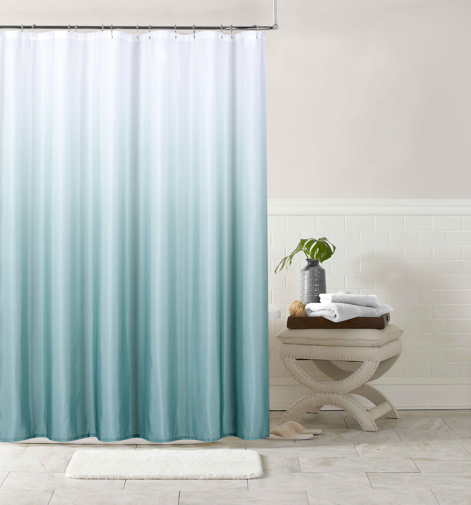 Dainty Home Shades Printed Fabric 3D Textured Gradient Colors Ombre Designed Fabric Shower Curtain 70" x 72"