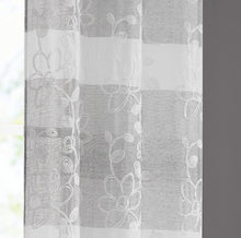 Load image into Gallery viewer, Dainty Home Caroline Boho Ombre Striped Gradient Fabric With 3D Floral Chenille Embroidered Linen Look Light Filtering Grommet Panel Pair
