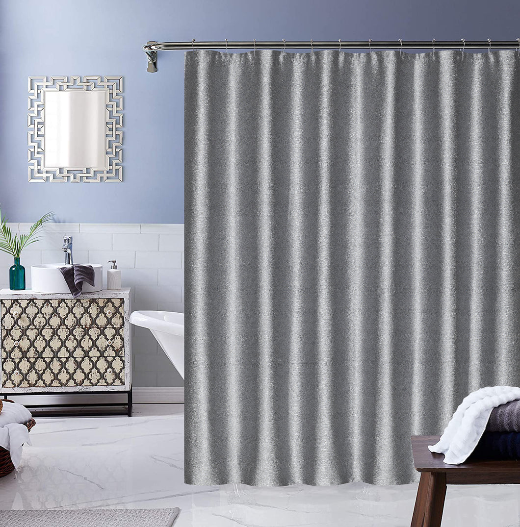 Dainty Home Little Rock 3D Floral Textured Wave Weaved Lurex Little 3D Rock Designed Fabric Shower Curtain 70