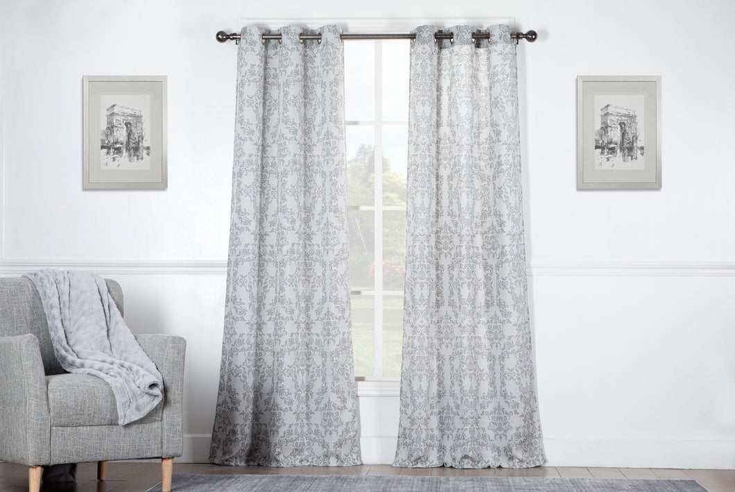 Dainty Home Marietta Contemporary Damask Designed Jacquard Fabric Curtain Panel Pair