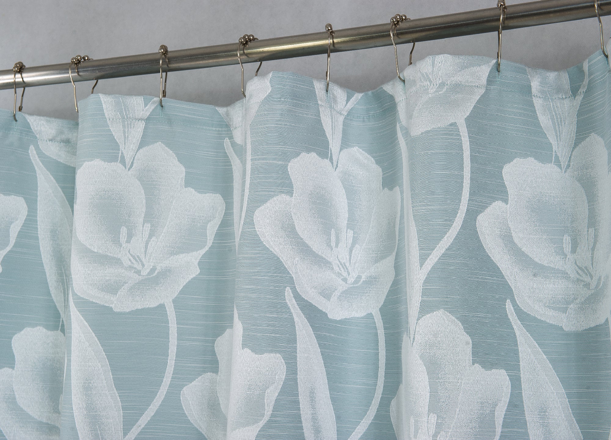 Dainty Home Lily 3D Floral Textured Weaved Lurex Floral Designed Fabric Shower Curtain