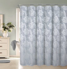 Load image into Gallery viewer, Dainty Home Lily 3D Floral Textured Weaved Lurex Floral Designed Fabric Shower Curtain
