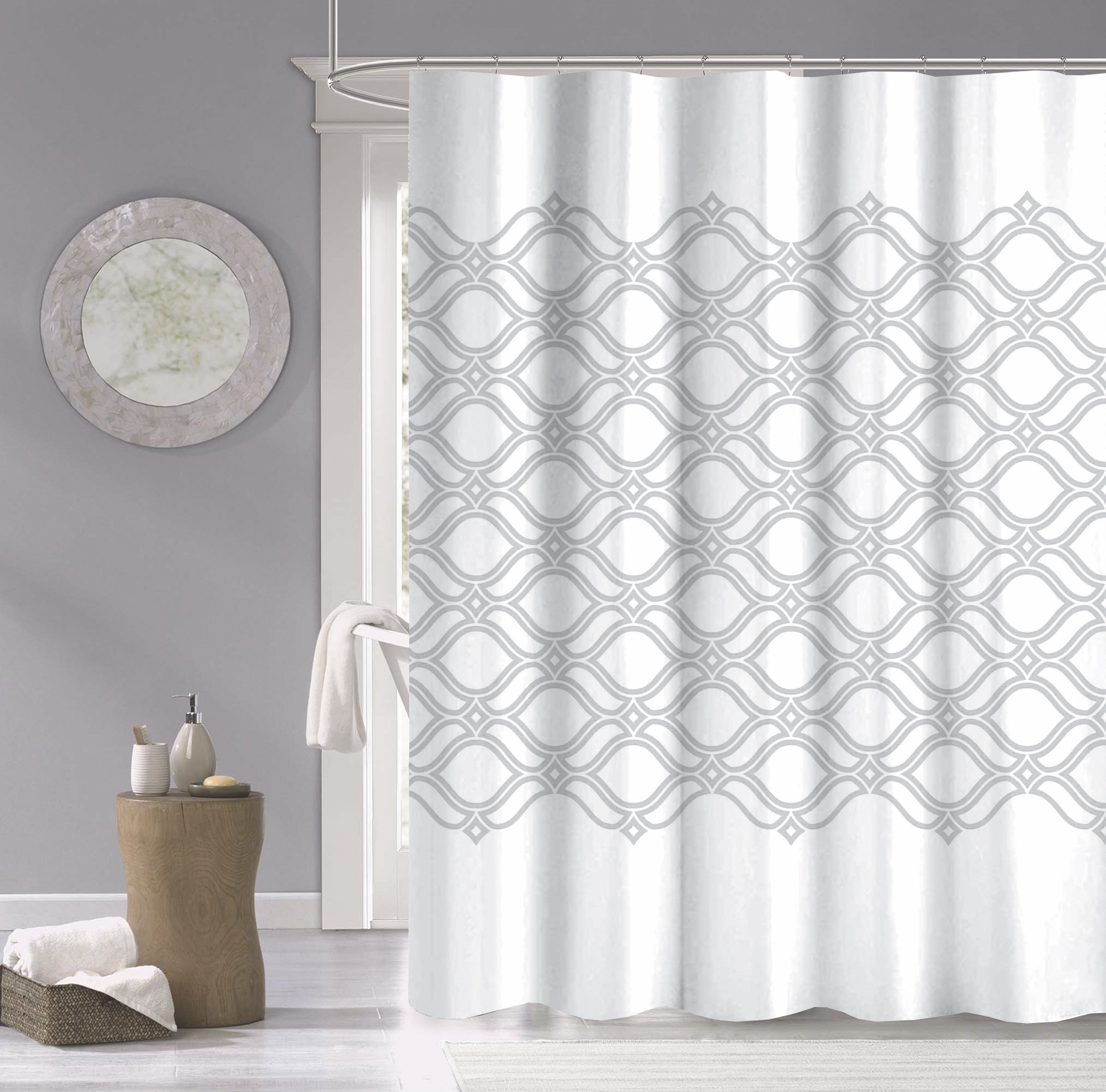 Dainty Home 100% Cotton Printed Diamonte Designed 70" x 72" Shower Curtain