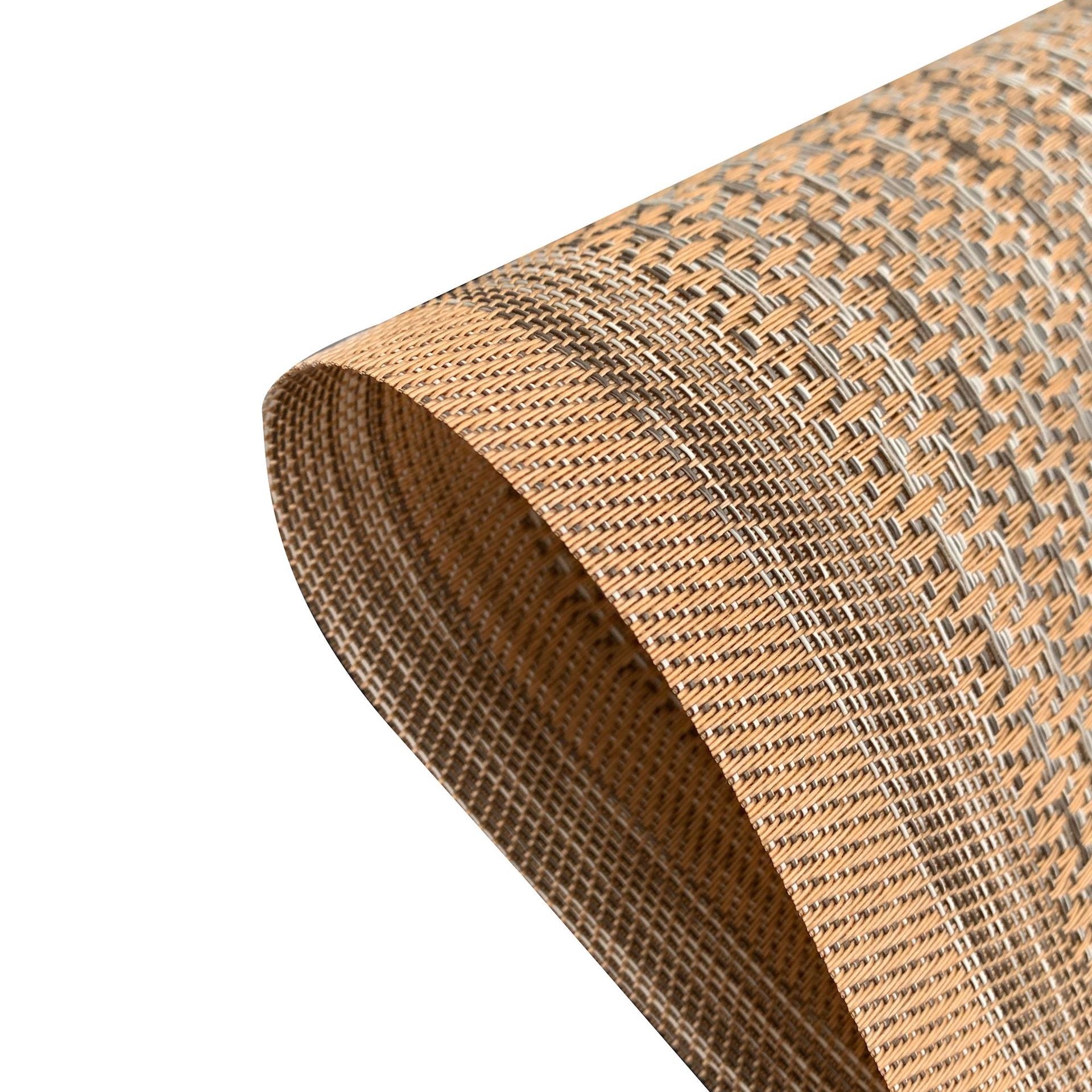 Dainty Home Geneva Woven Textilene Crossweave With Textured Geometric Stripe Pattern Reversible 13" x 19" Rectangular Placemats