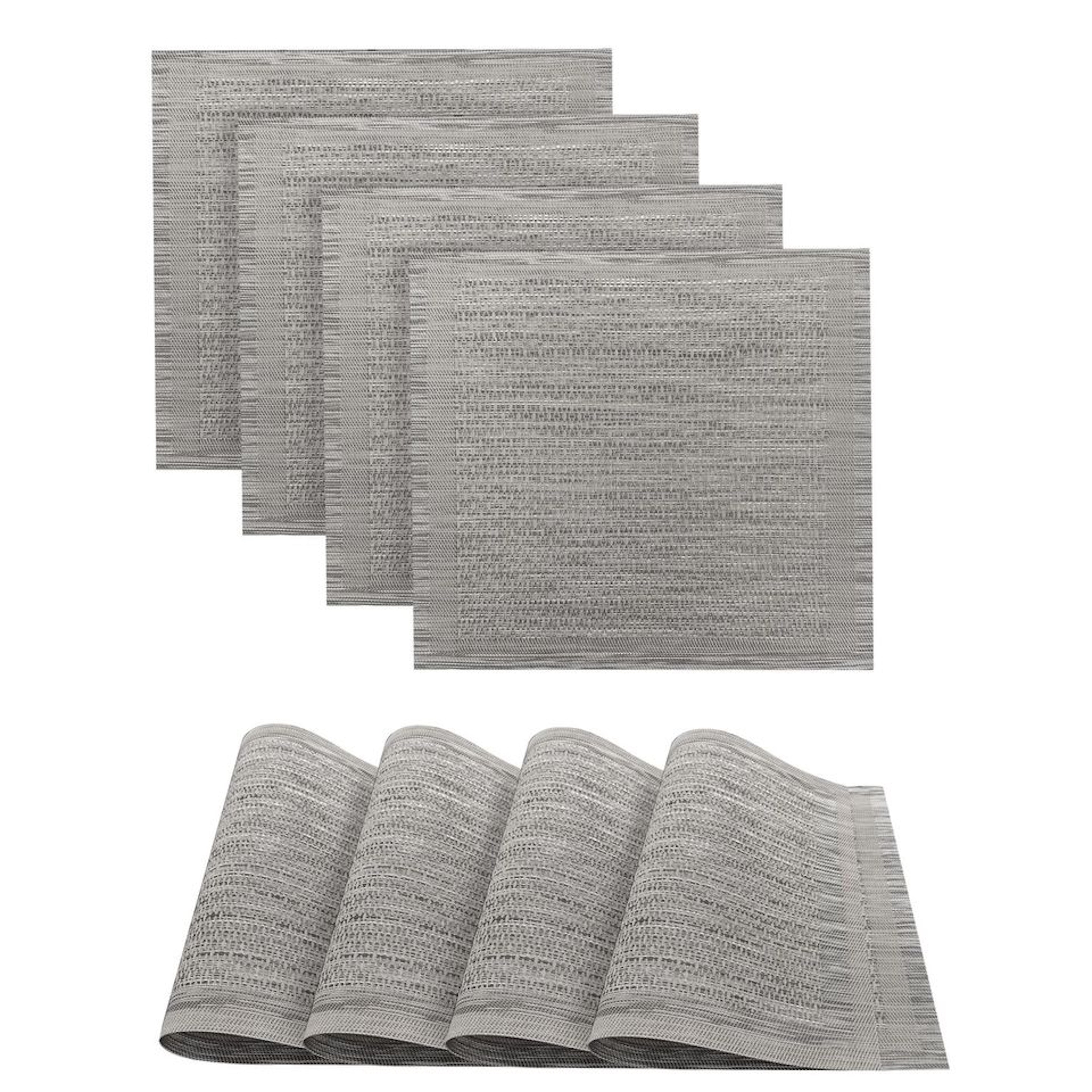 Dainty Home Geneva Woven Textilene Crossweave With Textured Geometric Stripe Pattern Reversible 15" x 15" Square Placemats
