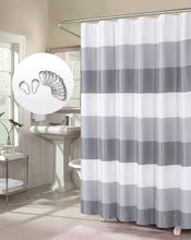 Load image into Gallery viewer, Dainty Home Ombre Waffle 13 Piece Set 3D Striped Ombre Design Shower Curtain with 12 Roller Ball Hooks Included
