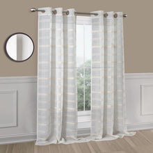 Load image into Gallery viewer, Dainty Home Horizons Linen Look Striped Window Panel Pair
