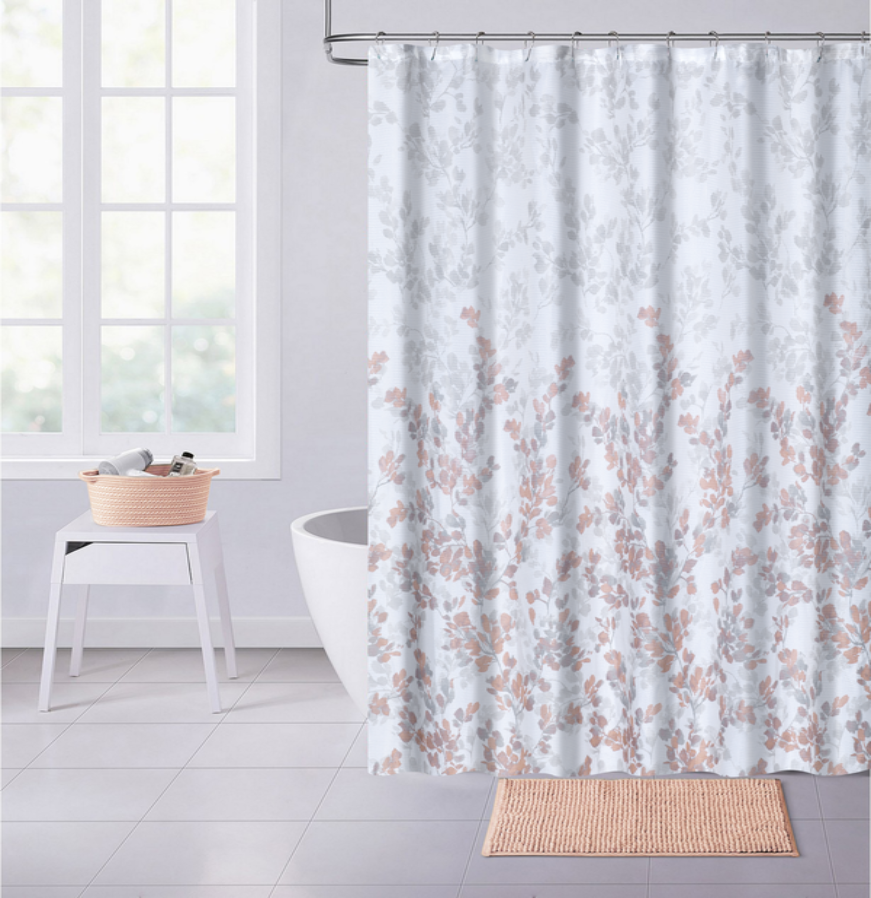 Dainty Home Printed Waffle 3D Textured Waffle Weave Textured Spring Designed Fabric Shower Curtain