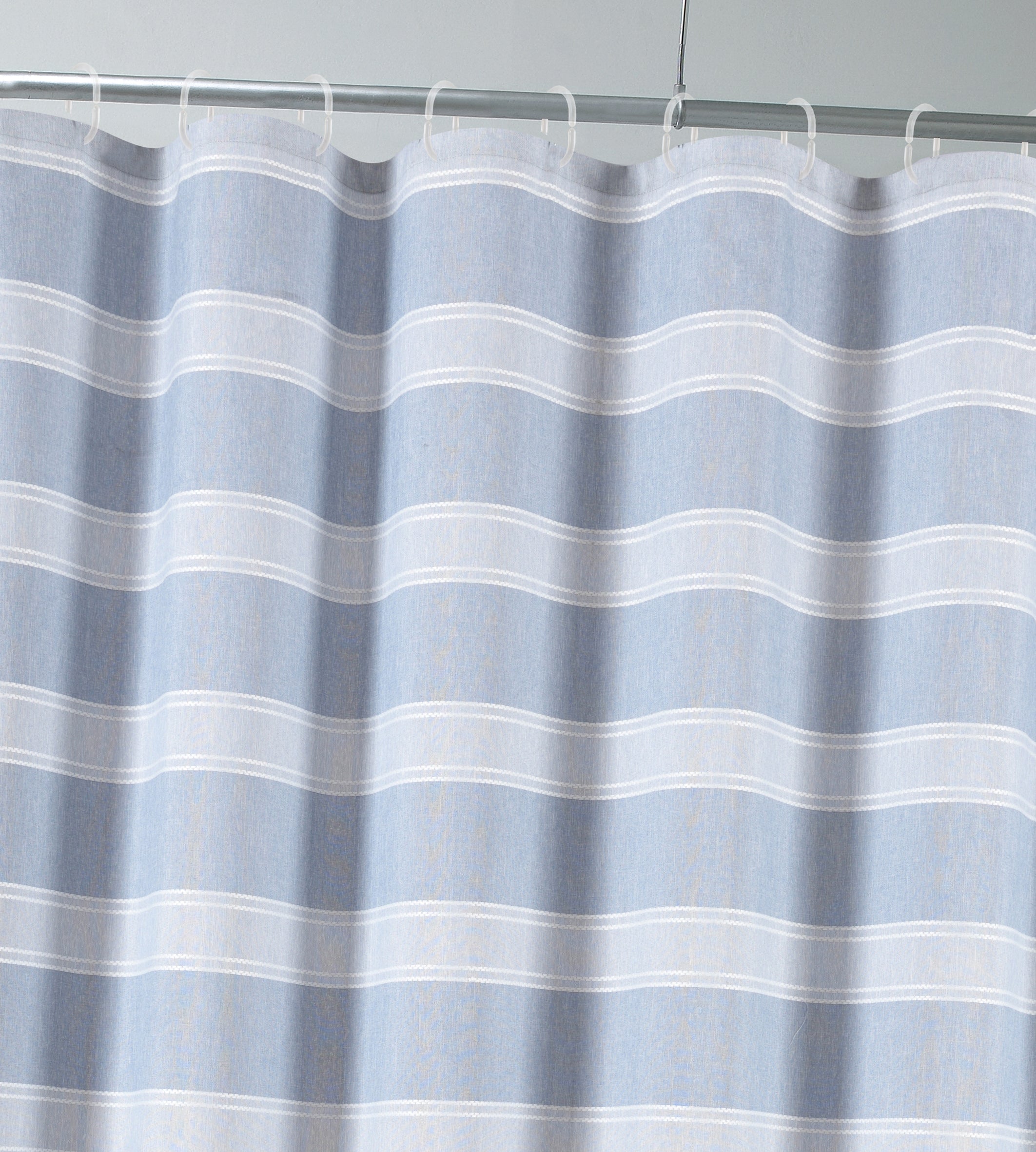 Dainty Home Madison Striped Textured Embossed Weaved Striped Cotton Feel Designed Fabric Shower Curtain