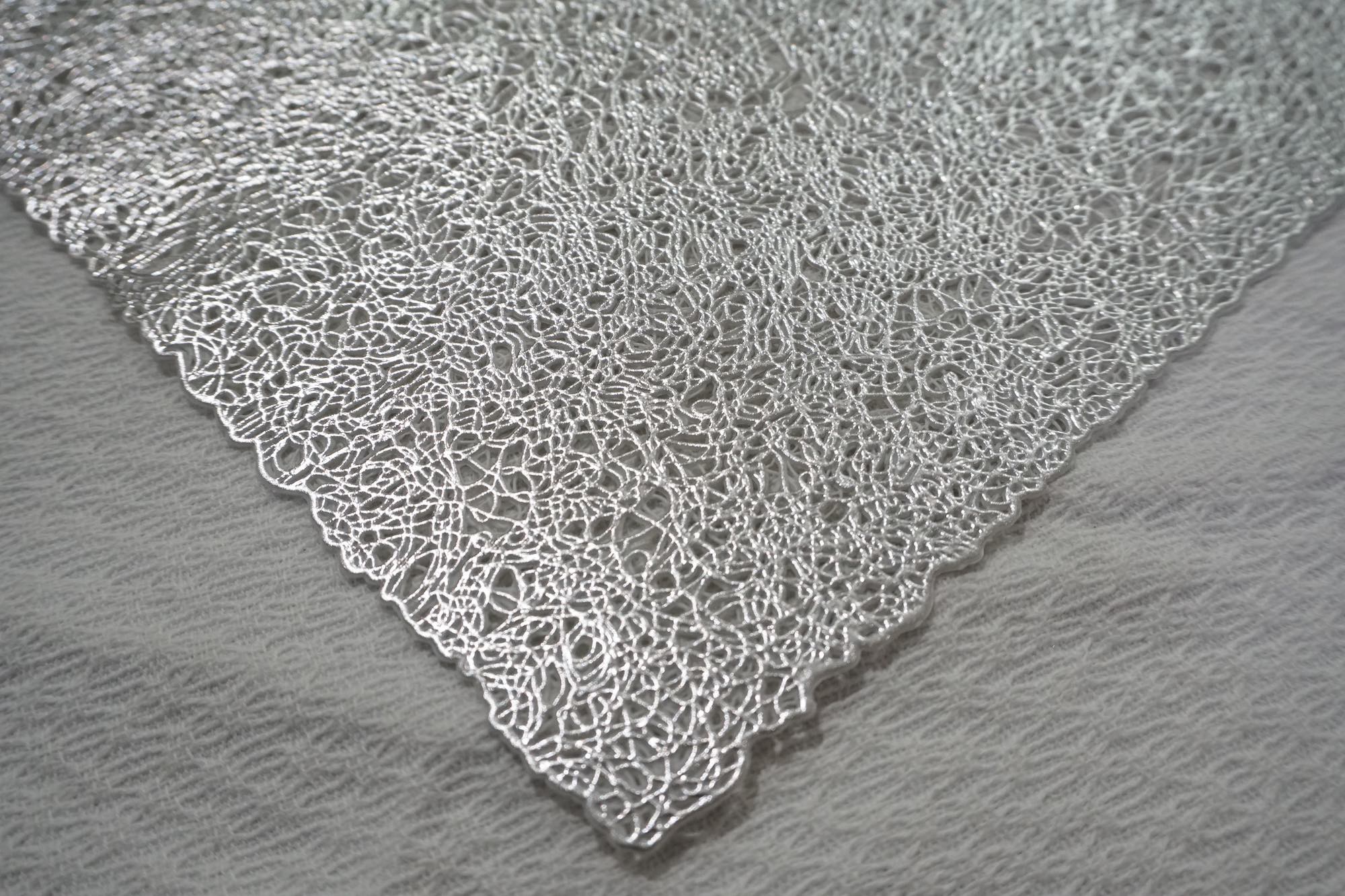 Dainty Home Lacey Woven Metallic Lace Crossweave With Metallic Lace Pattern Reversible 12" x 18" Rectangular Placemats