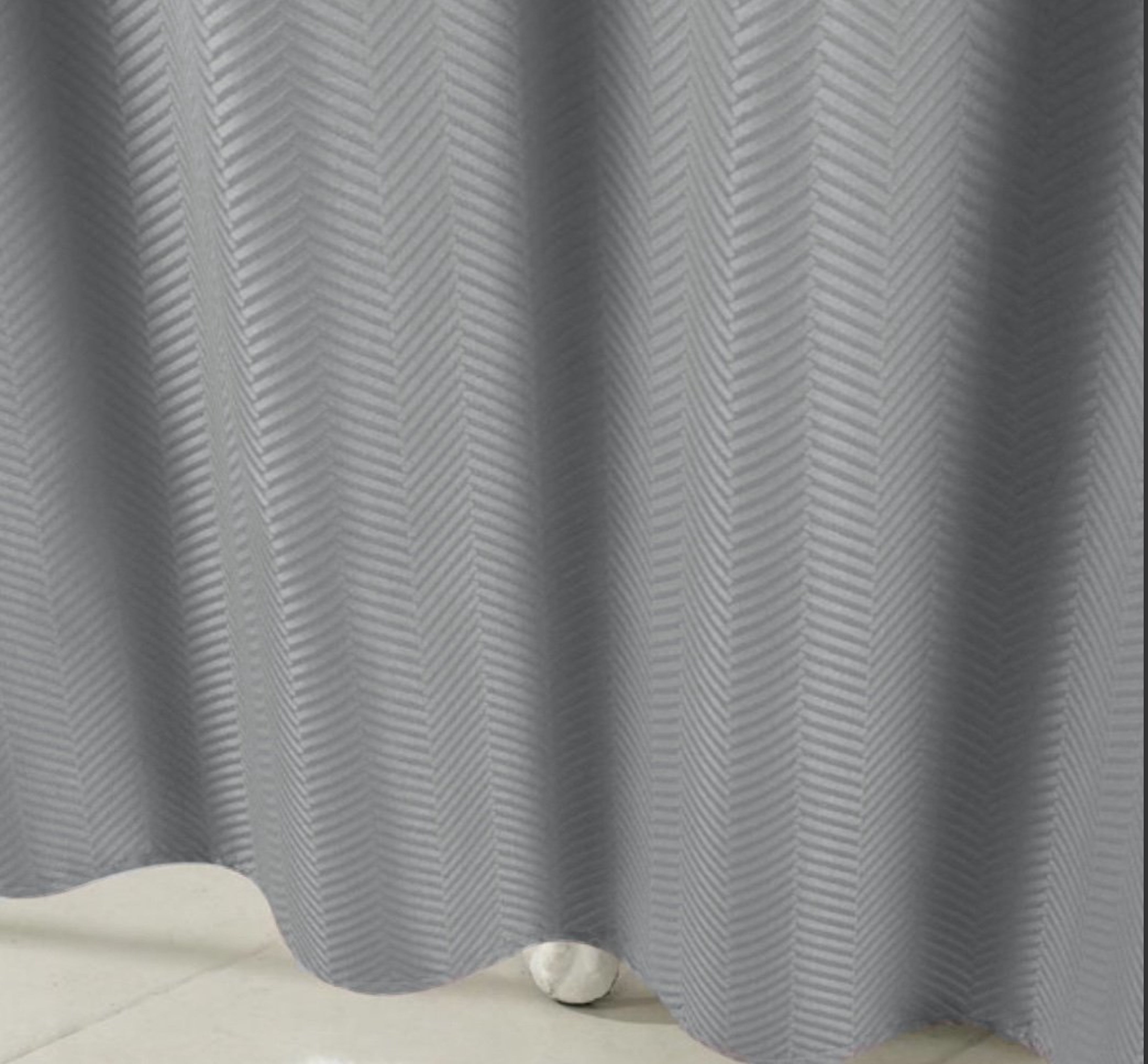 Dainty Home Latona Heavy Matelasse Fabric Shower Curtain with Cotton Feel and Chevron Pattern