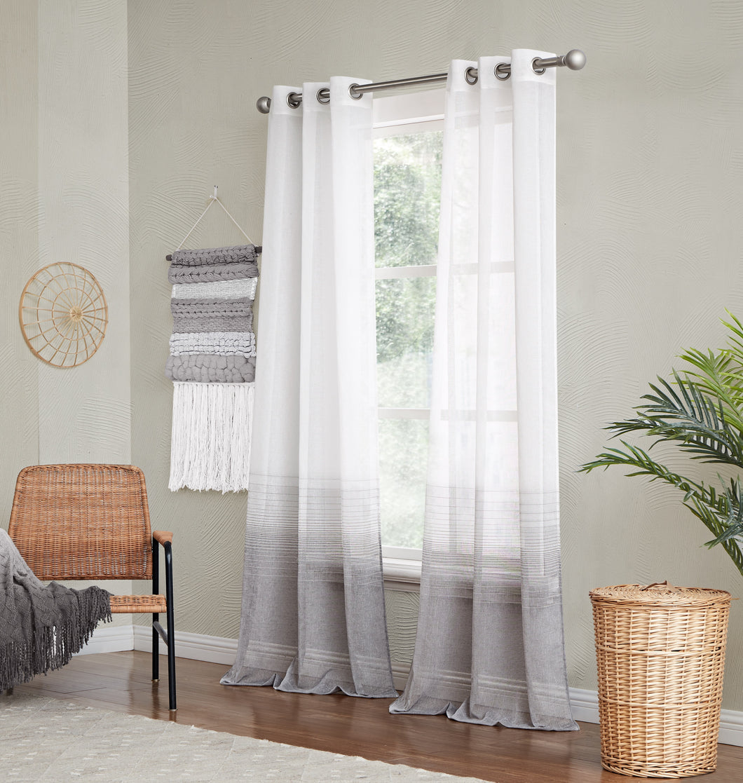 Dainty Home Linea Boho 3D Ombre Striped Linen Look Light Filtering Panel Pair