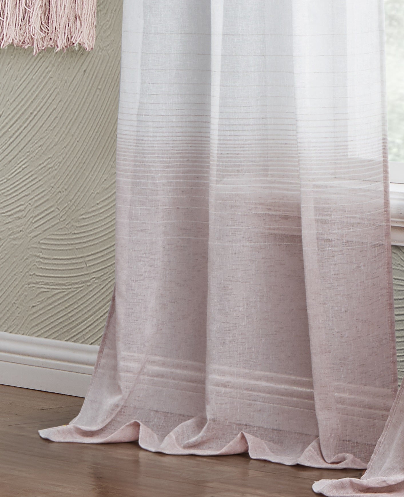 Dainty Home Linea Boho 3D Ombre Striped Linen Look Light Filtering Panel Pair