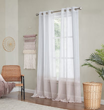 Load image into Gallery viewer, Dainty Home Linea Boho 3D Ombre Striped Linen Look Light Filtering Panel Pair
