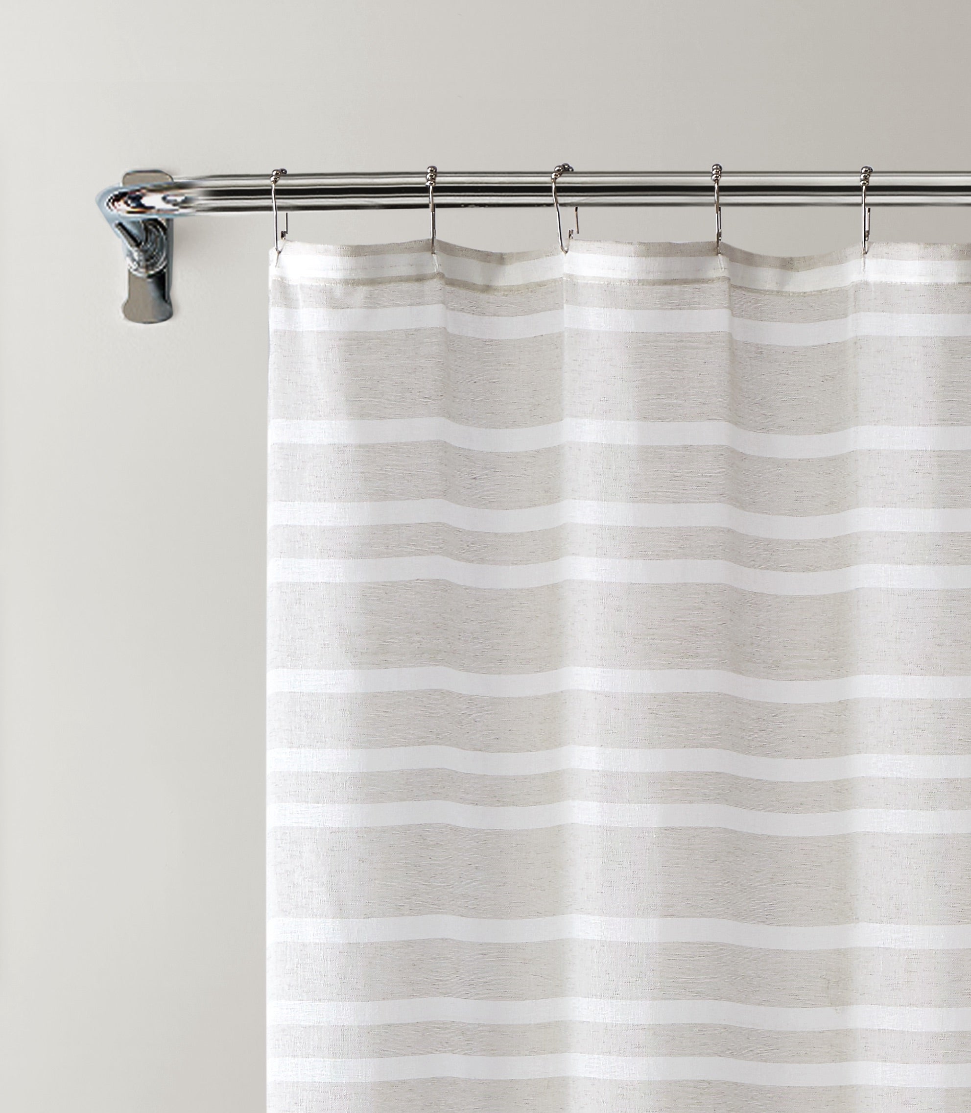 Dainty Home Naples 3D Linen Textured Weaved Linen Look Striped Designed Shower Curtain